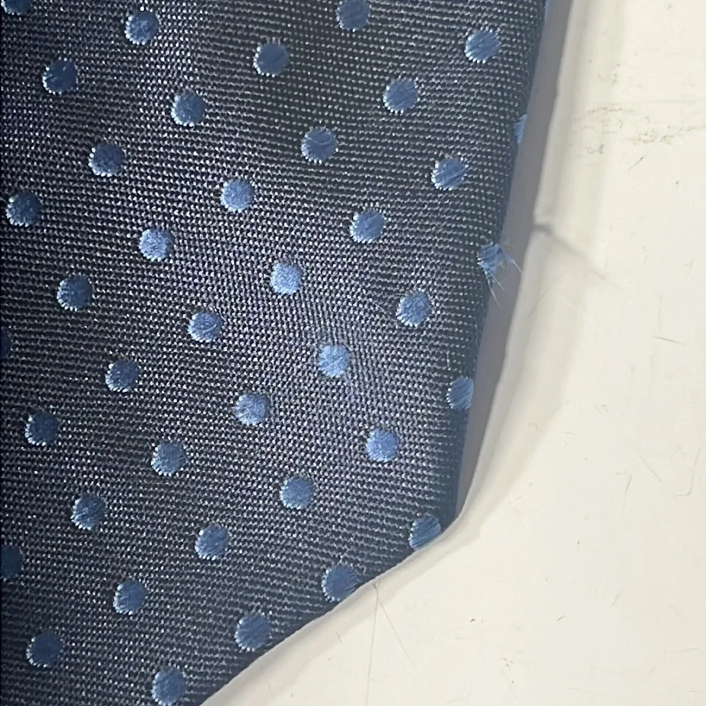 Boys clip on Tie, Light Blue Dots on Dark Blue